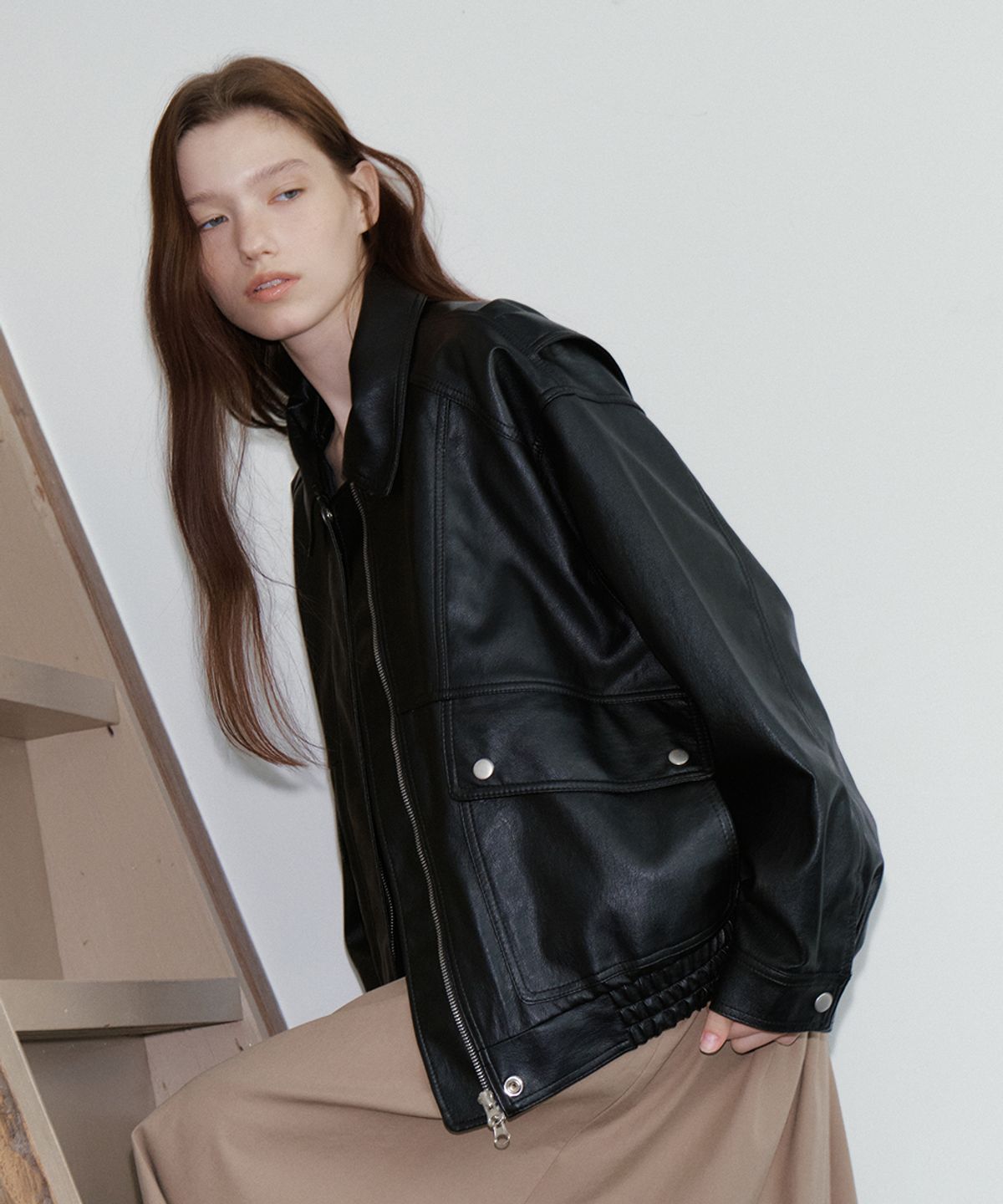 프리버07(FRIVER07) Overfit 2way bomber leather jacket [FRFA02JK02]_Black