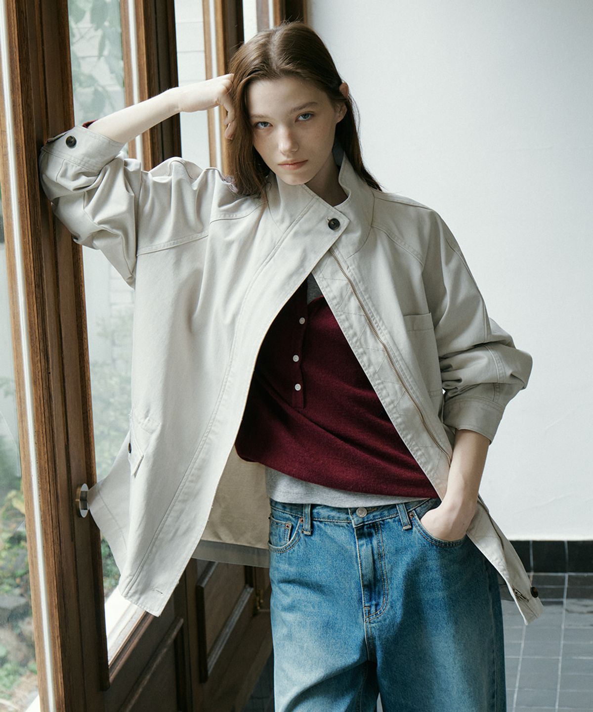 프리버07(FRIVER07) Washed cotton overfit jumper [FRFA05JP05]_Light beige