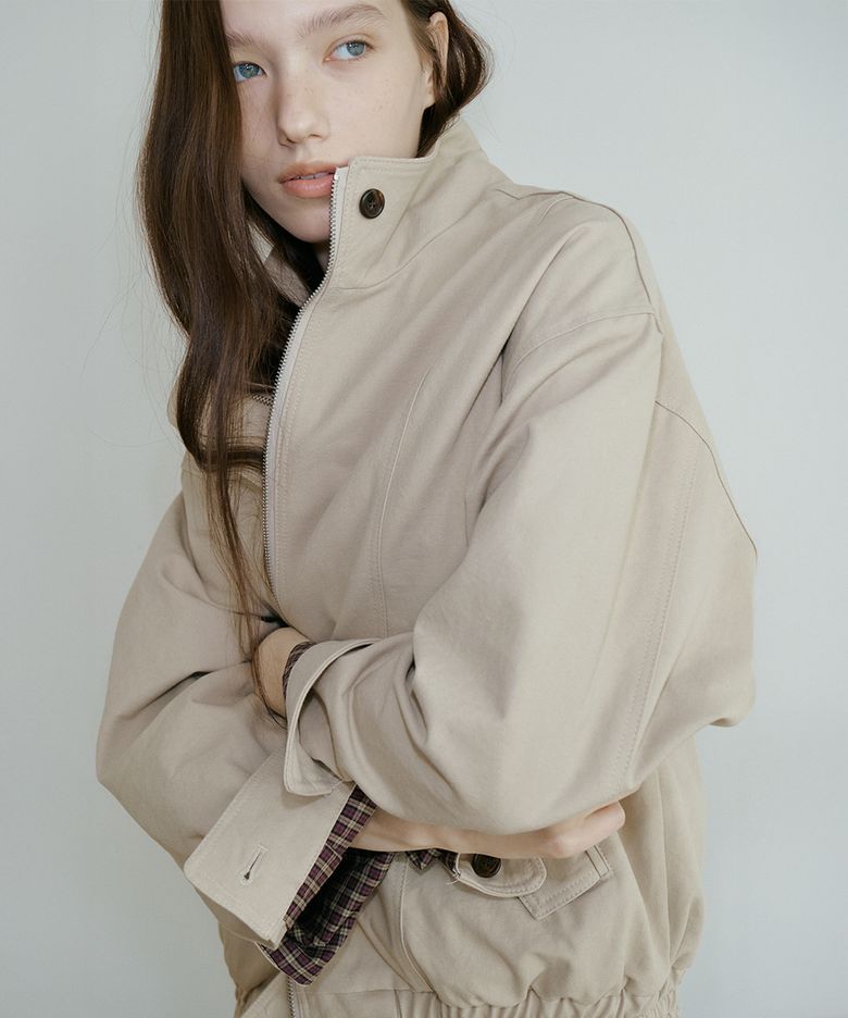 High neck check detail bomber jumper [FRFA05JP03]_Beige