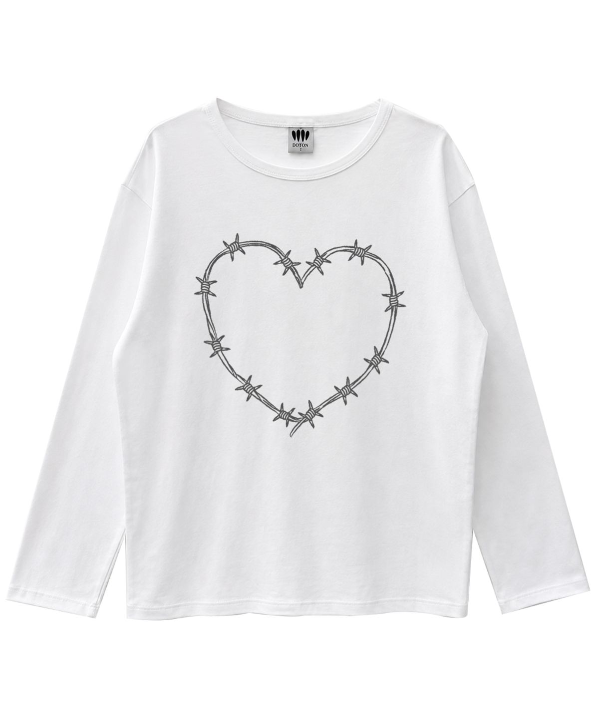 도톤(DOTON) THORNED HEART LONG SLEEVE (White)