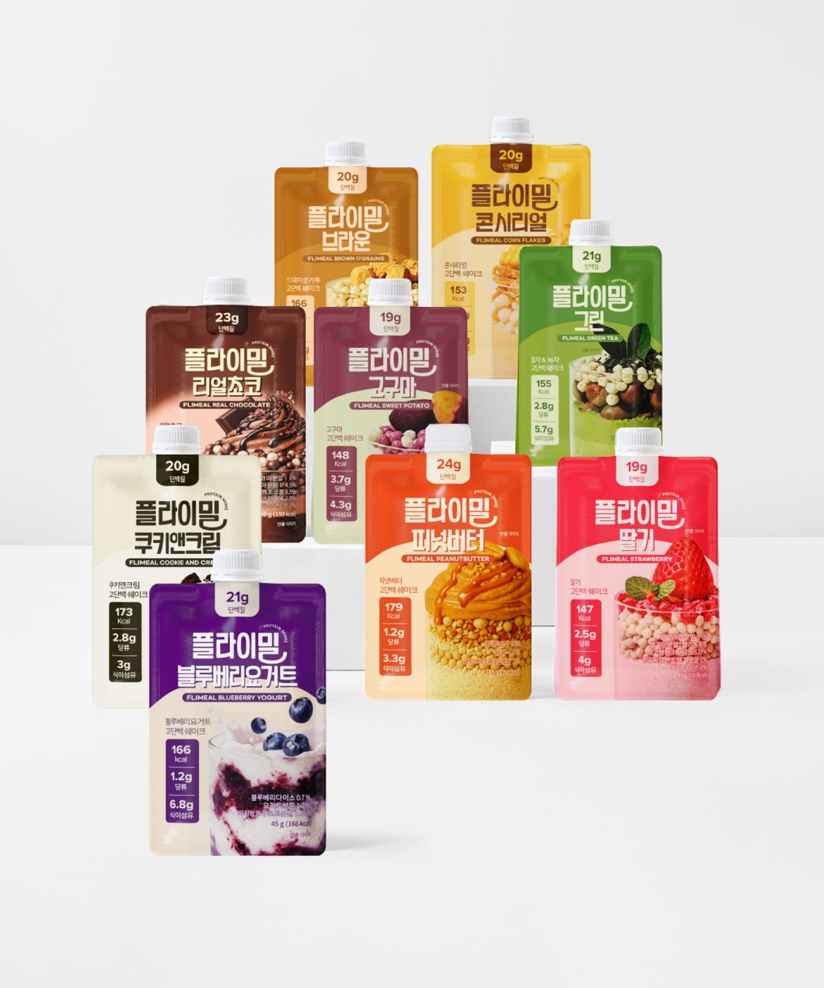 플라이밀(FLIMEAL) [슈퍼루키팩/9포]단백질 쉐이크 파우치 9가지 맛 X 각 1포 (45g,9포)