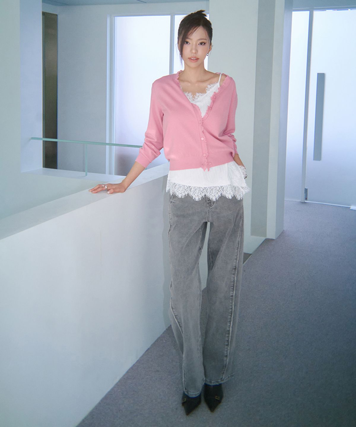 더엣지(THEATG) 26FW 프린지 트랙 커브드 데님