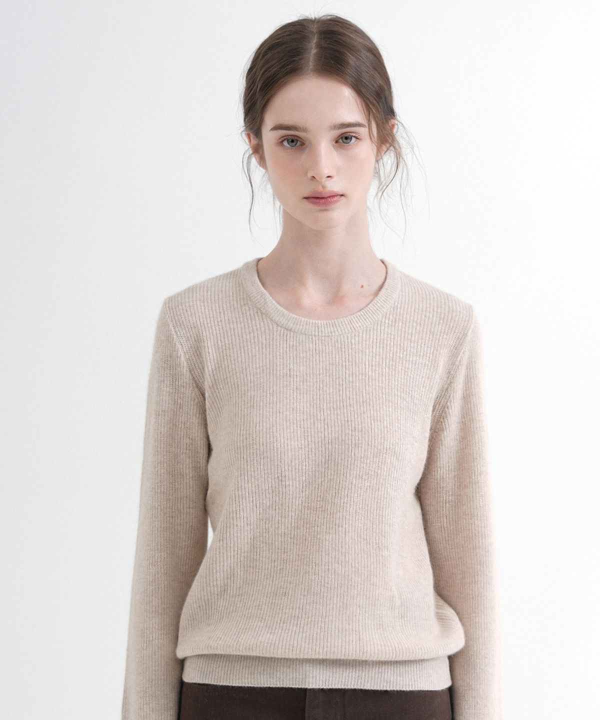 블레티(VLETI) Raccoon U-neck Ribbed Knit (Oatmeal)