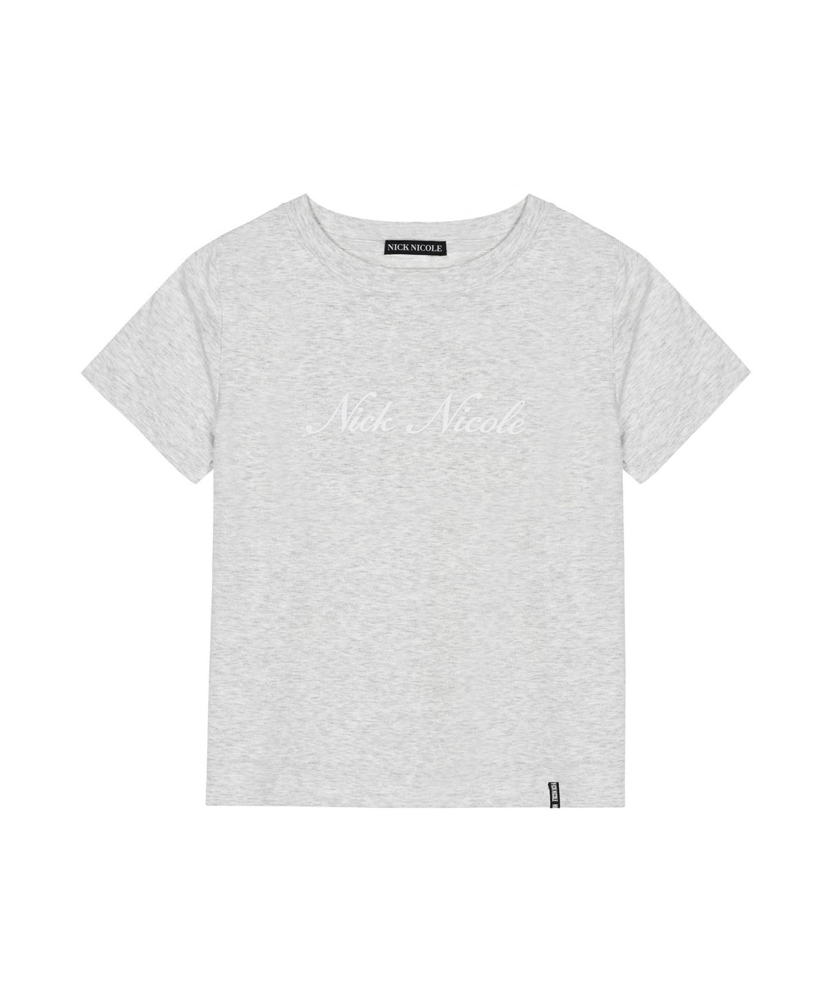 닉앤니콜(NICK&NICOLE) NICOLE LOGO GRAPHIC HALF TOP_MELANGE