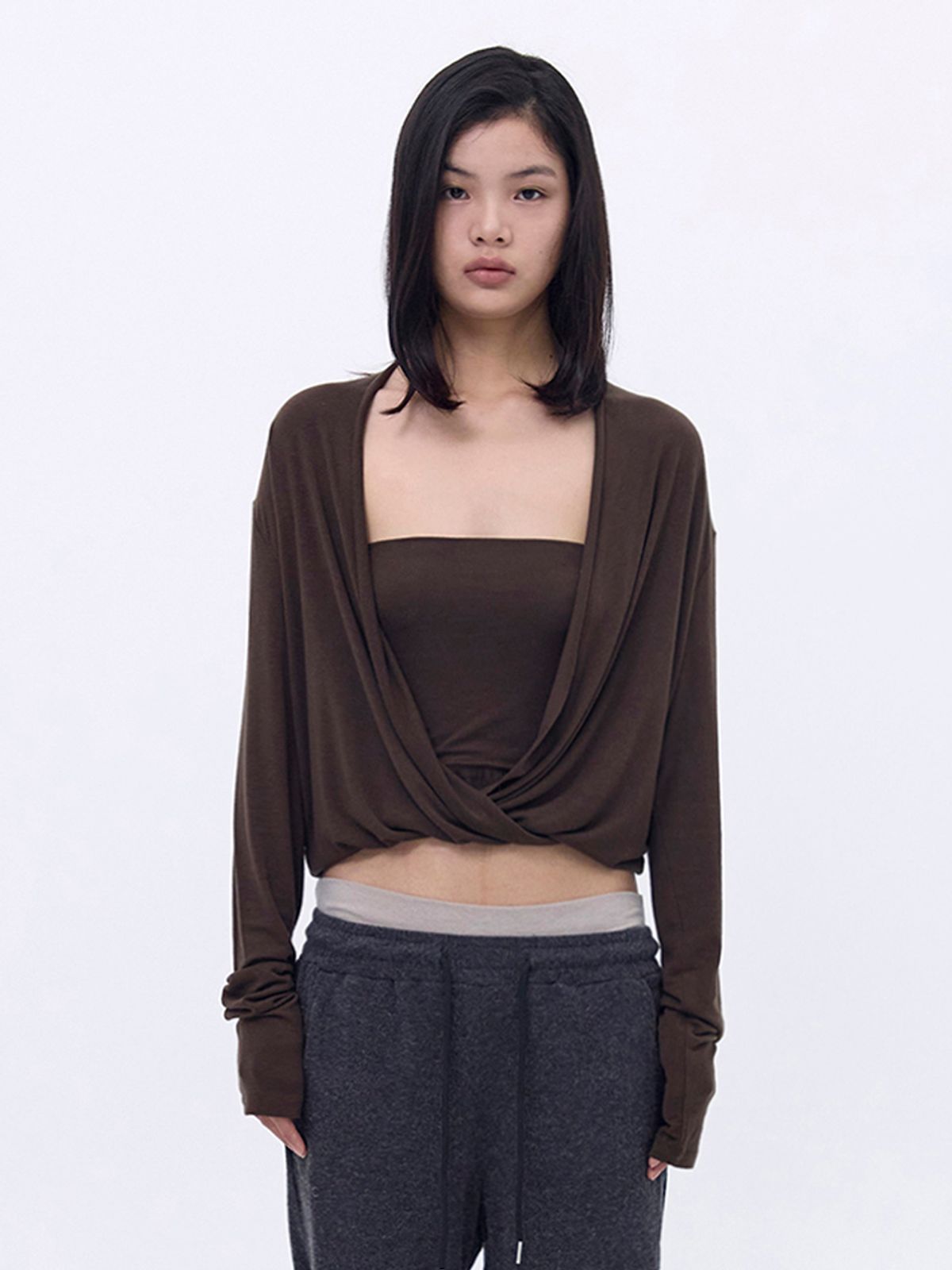 세릭(CERRIC) Slouchy Wrap Top _ Brown
