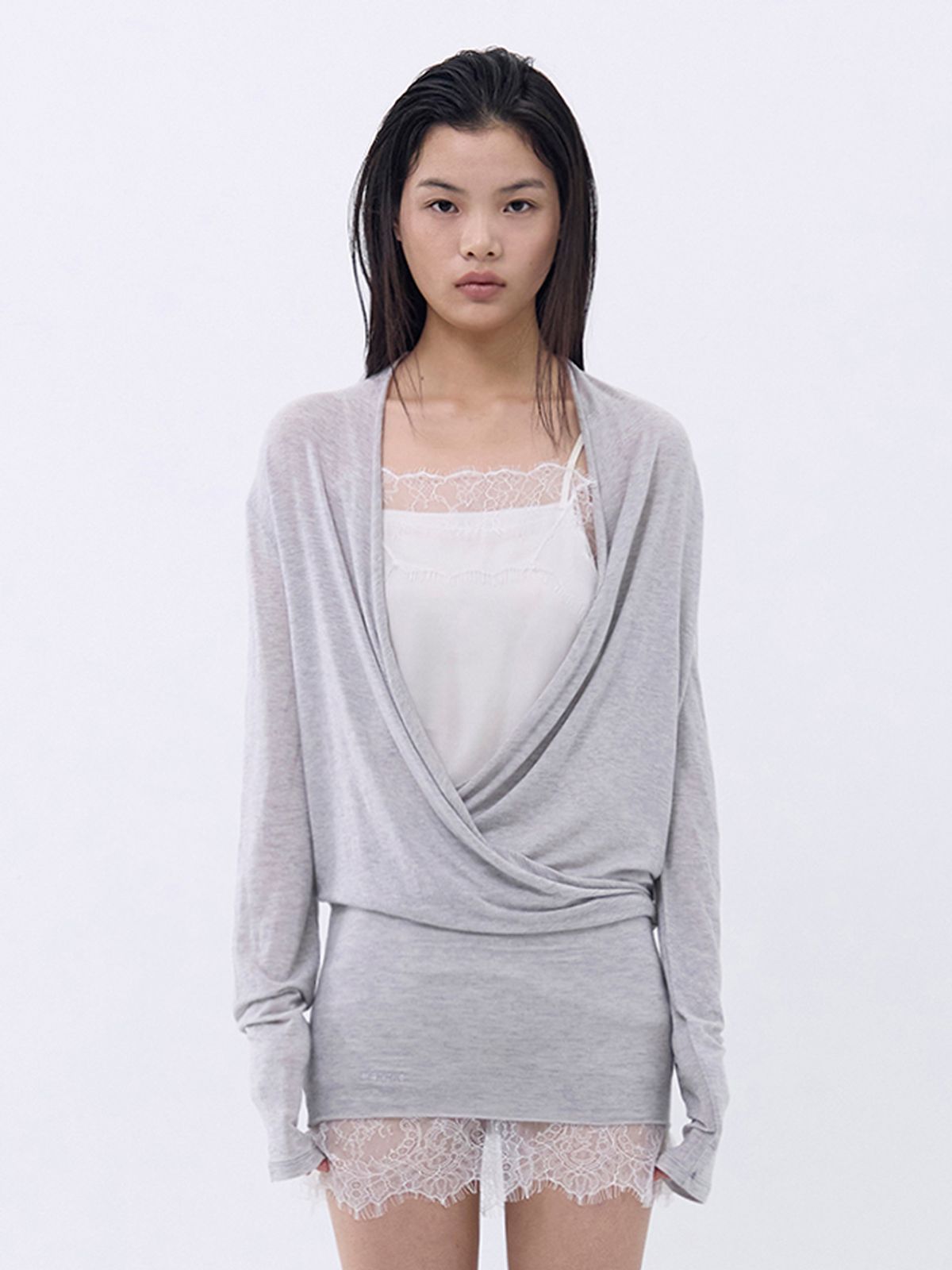 세릭(CERRIC) Slouchy Wrap Top _ Light Gray