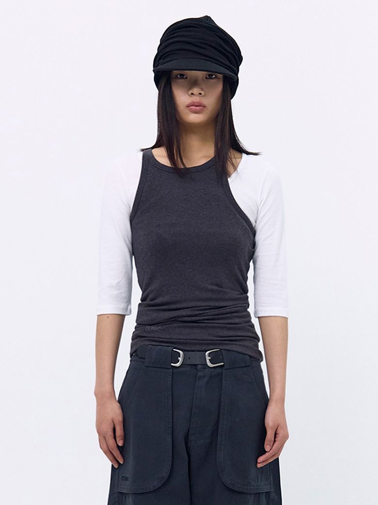 Back unbalance Sleeveless _ Charcoal