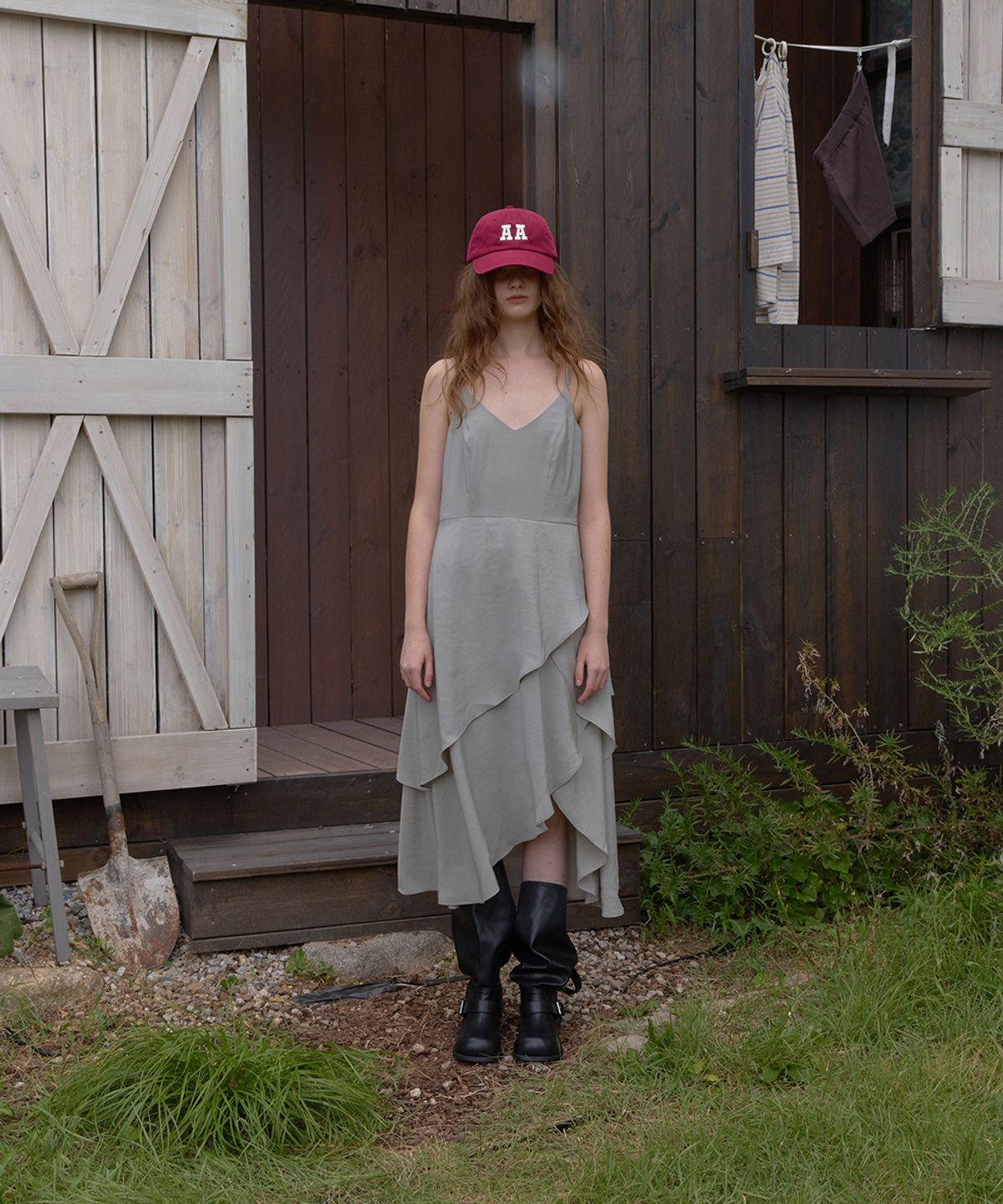 어패럴아카이브(APPAREL ARCHIVE) Tua layered long dress - Mocha gray