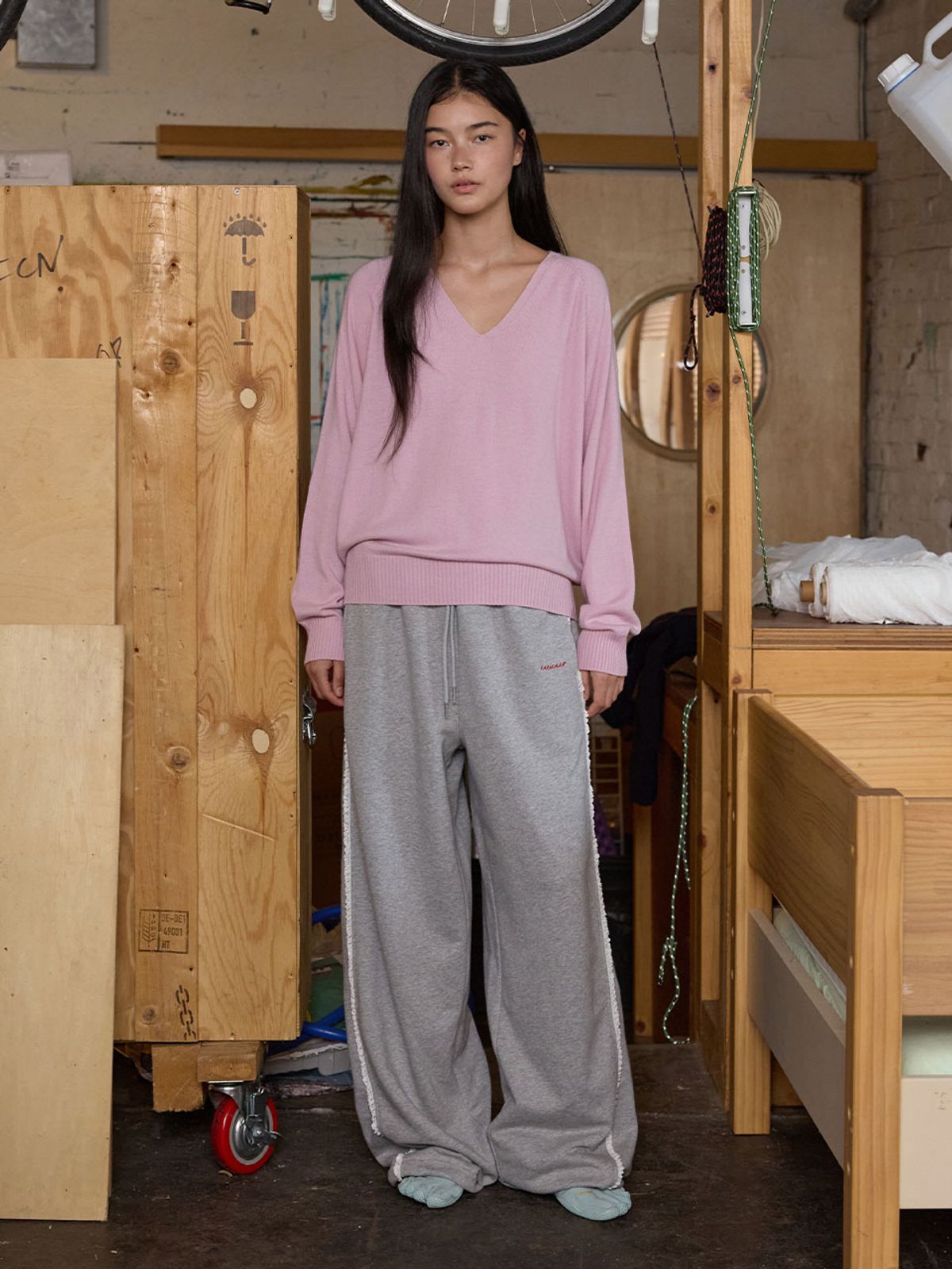 뮈뮈에르(MUEMUER) Lace Trimming Pants MU2678PT801M