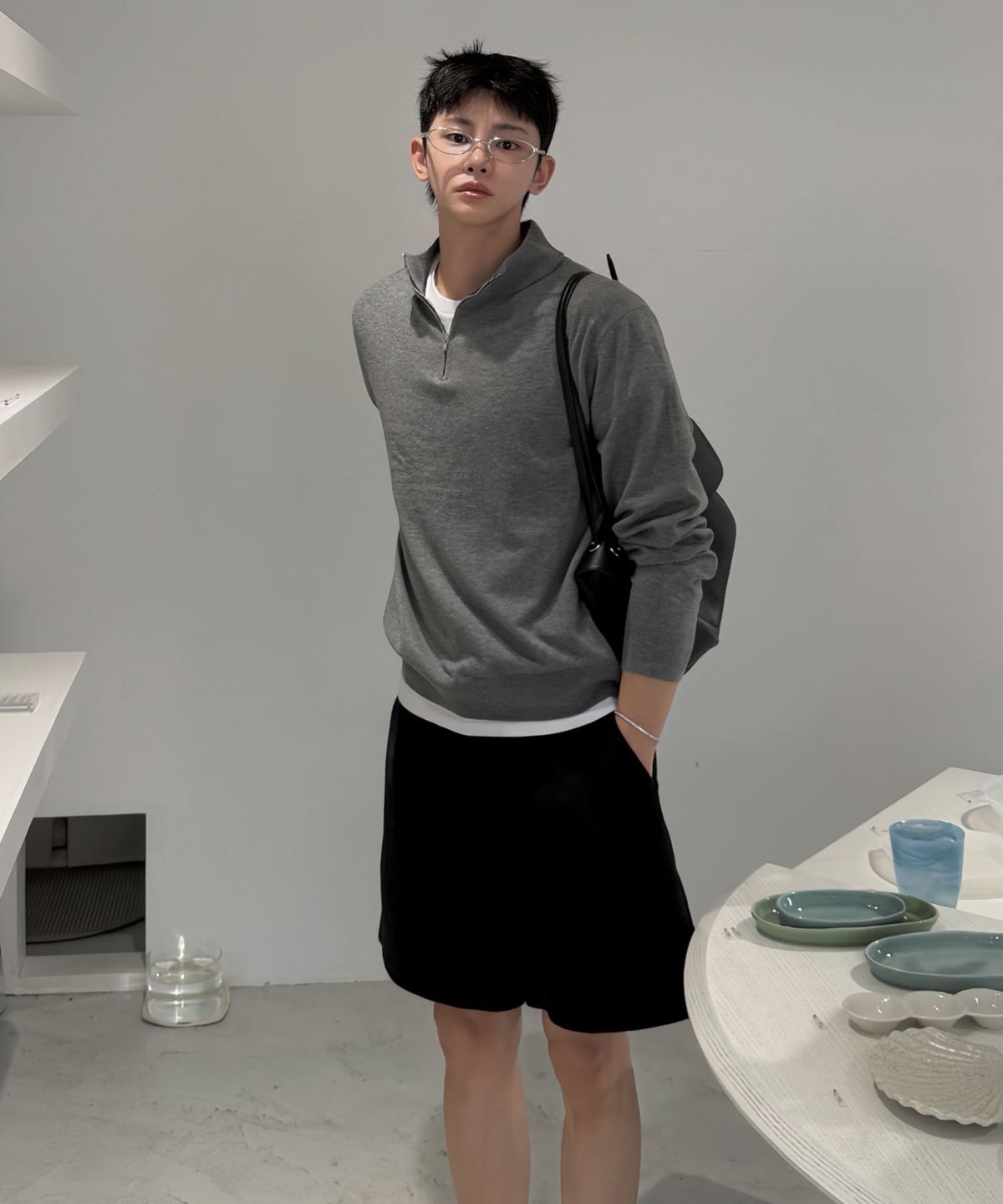 더니트컴퍼니(THEKNITCOMPANY) [스토커즈 콜라보] 워셔블 에센셜 하프 집업 니트 8color