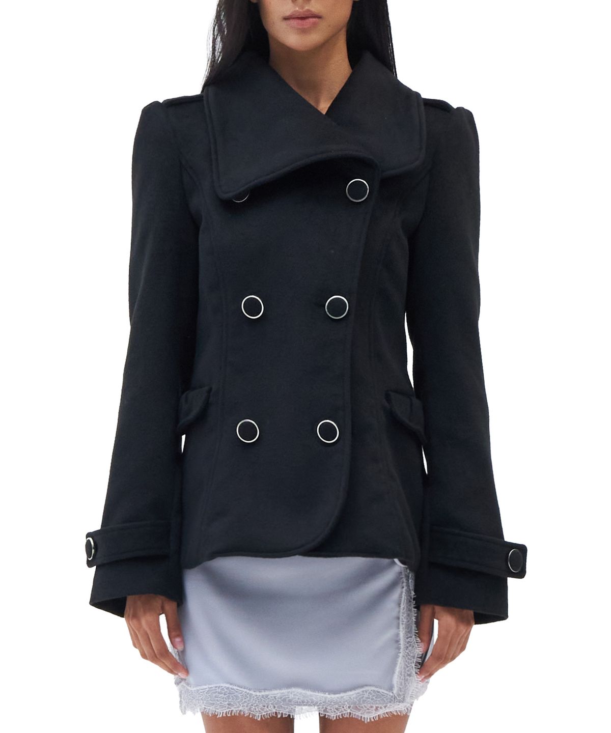 힐다(HILLDA) Wide Lapel Brushed Jacket [Black]