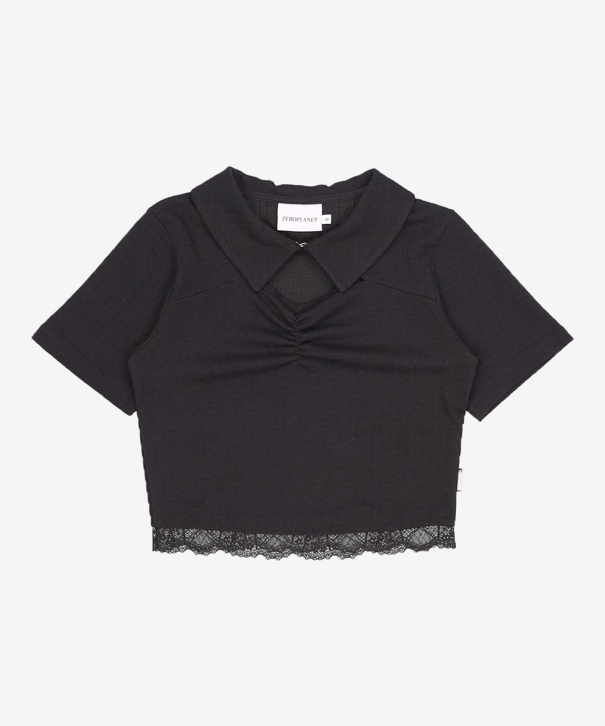 제로플래닛(ZEROPLANET) 티아 셔링 크롭 탑 [BLACK] S