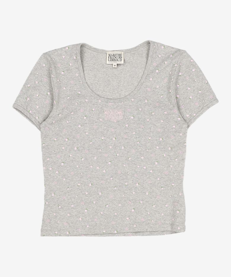 W FLOWER SHORT SLEEVE TEE melange gray M