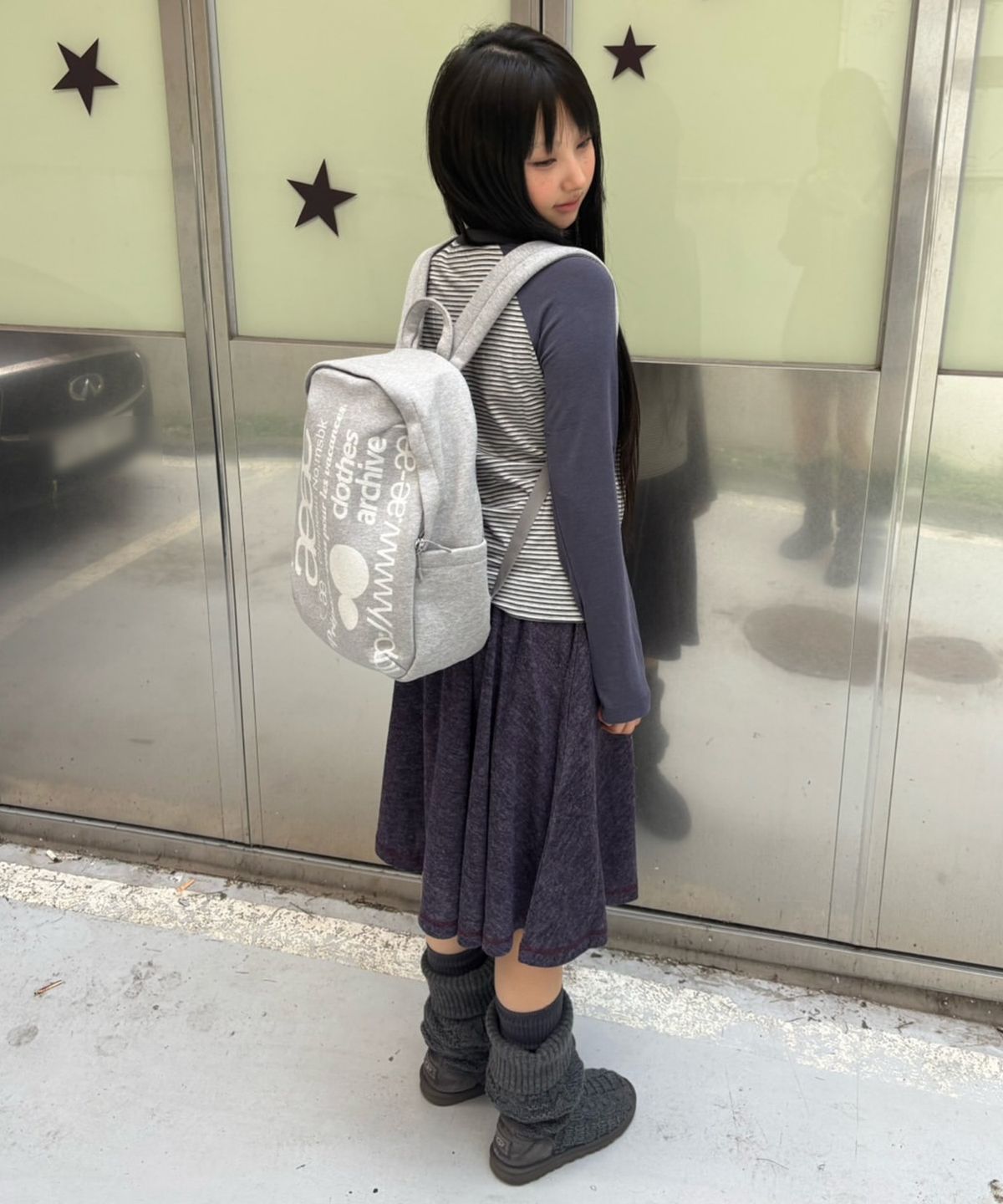 에이이에이이(AEAE) WEB LOGO BACKPACK [GREY]
