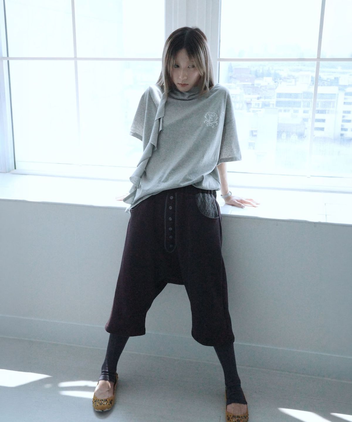 이스페이스(EEESPACE) Cat Ear Pocket Pants (Deep Purple)