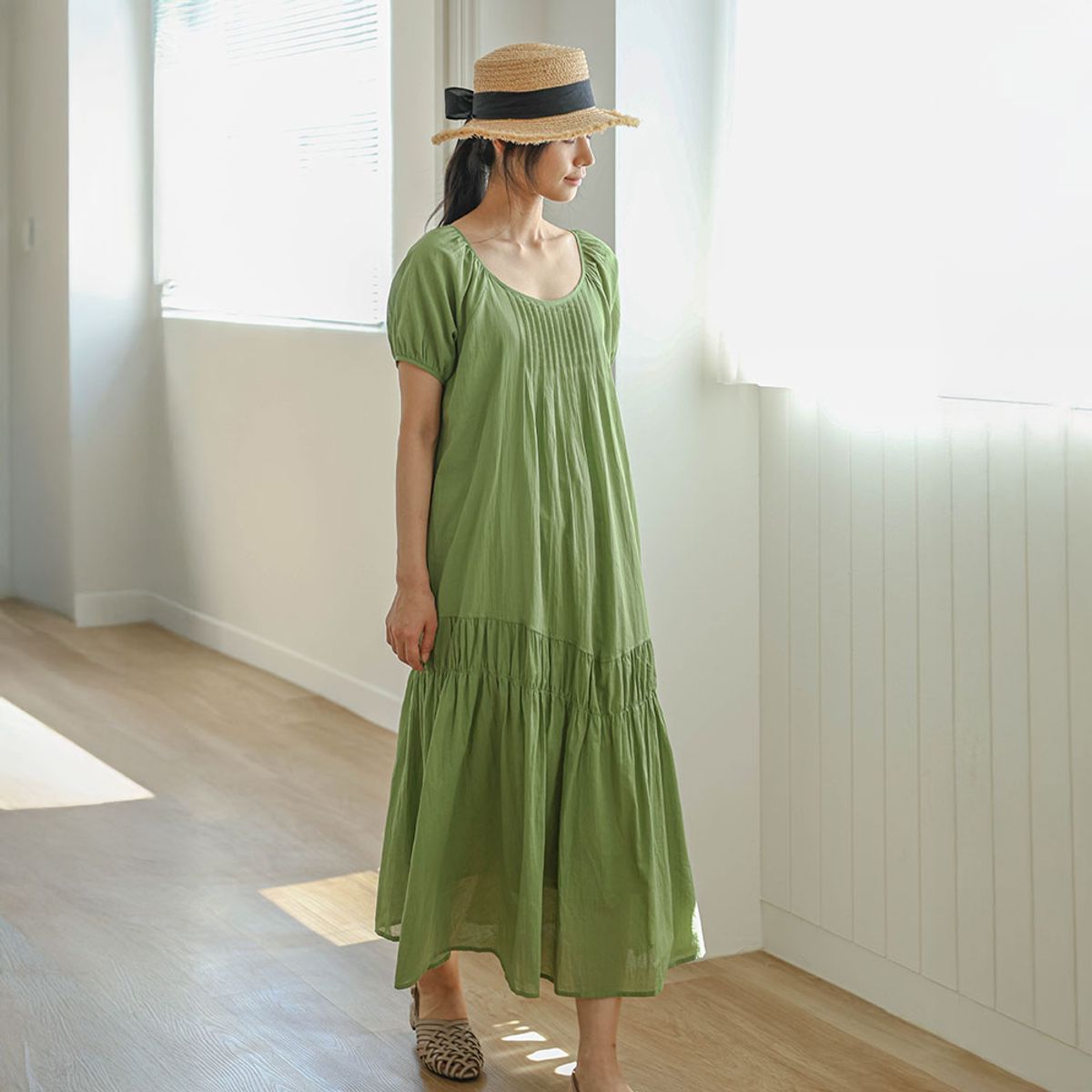 랭썬(LANGSON) LS_Flowy tiered maxi dress
