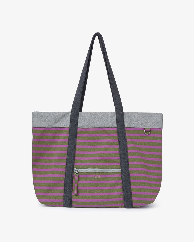 STRIPE BIG TOTE BAG [OLIVE]