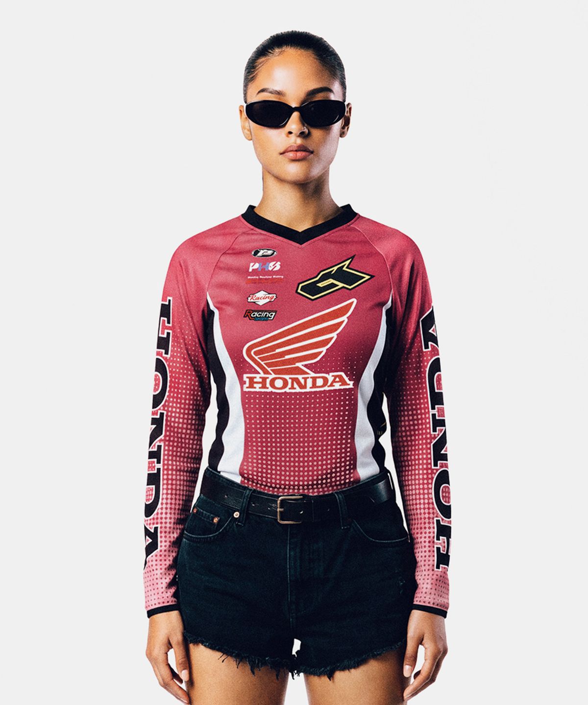 핍스 모터사이클(PHYPS MOTORCYCLE) Women Wappen Graphic Motorcycle Jersey Pink