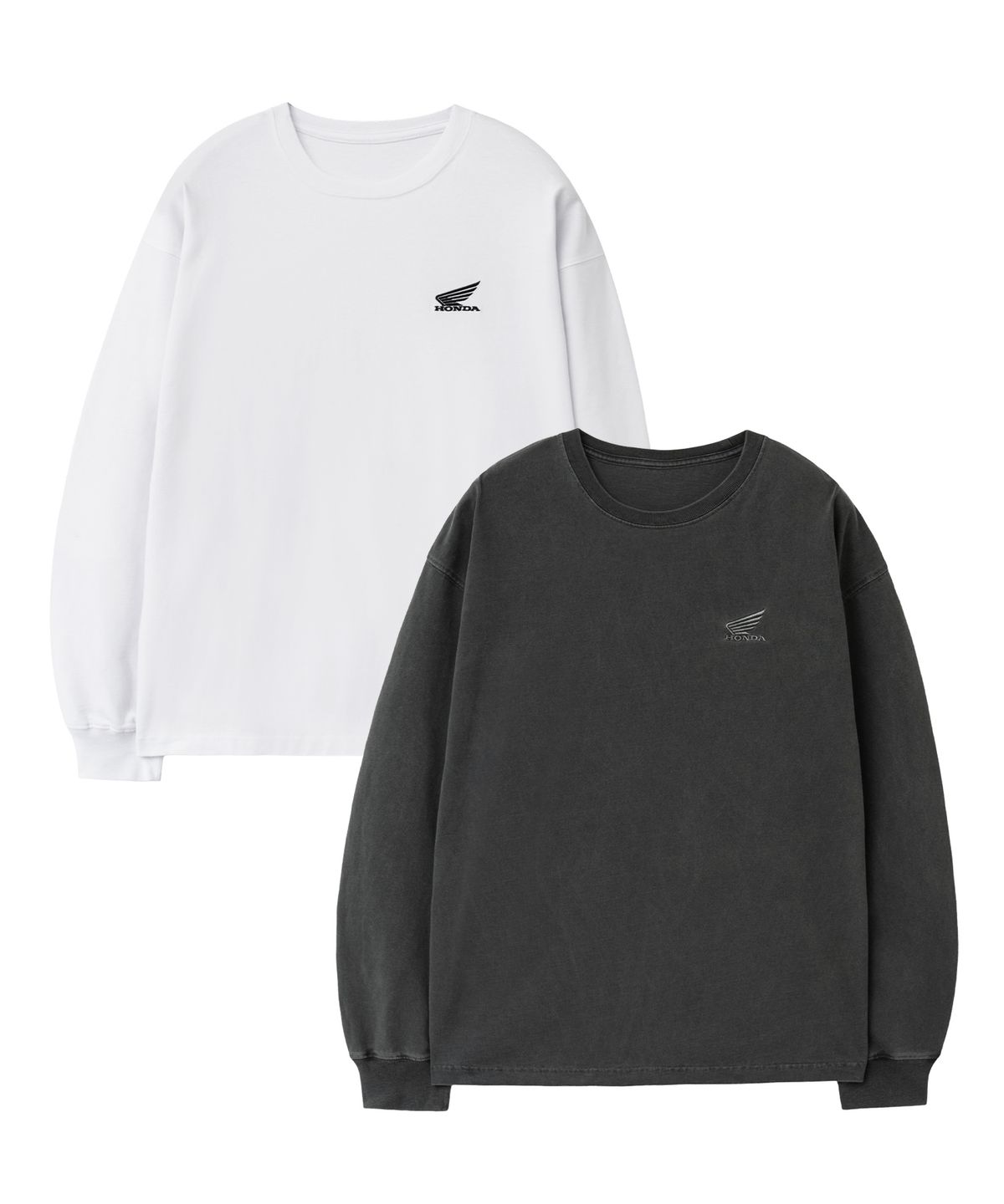 핍스 모터사이클(PHYPS MOTORCYCLE) [2Pack] Pigment Small Wing Logo Long Sleeve Charcoal