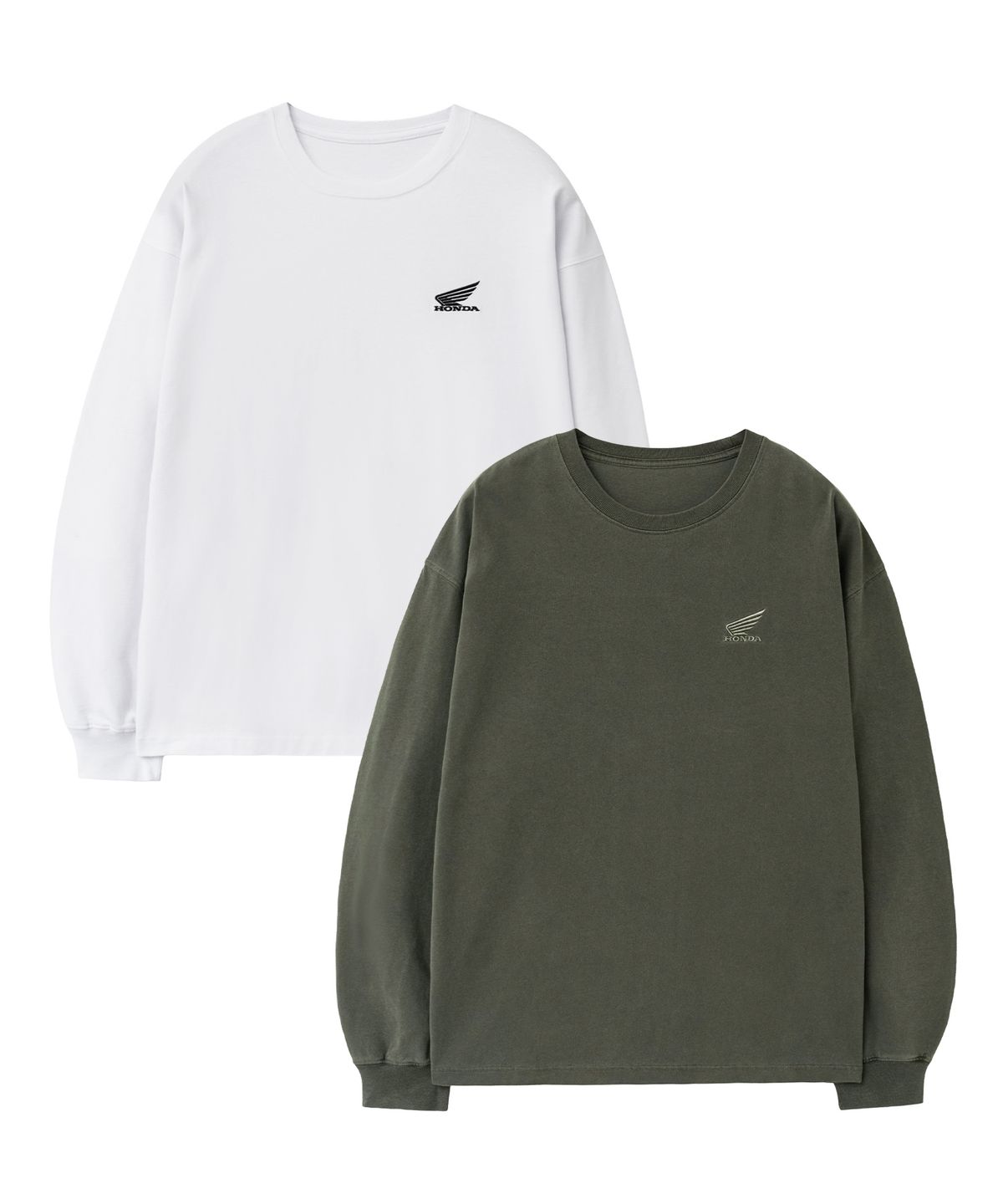 핍스 모터사이클(PHYPS MOTORCYCLE) [2Pack] Original Small Wing Logo Long Sleeve Khaki