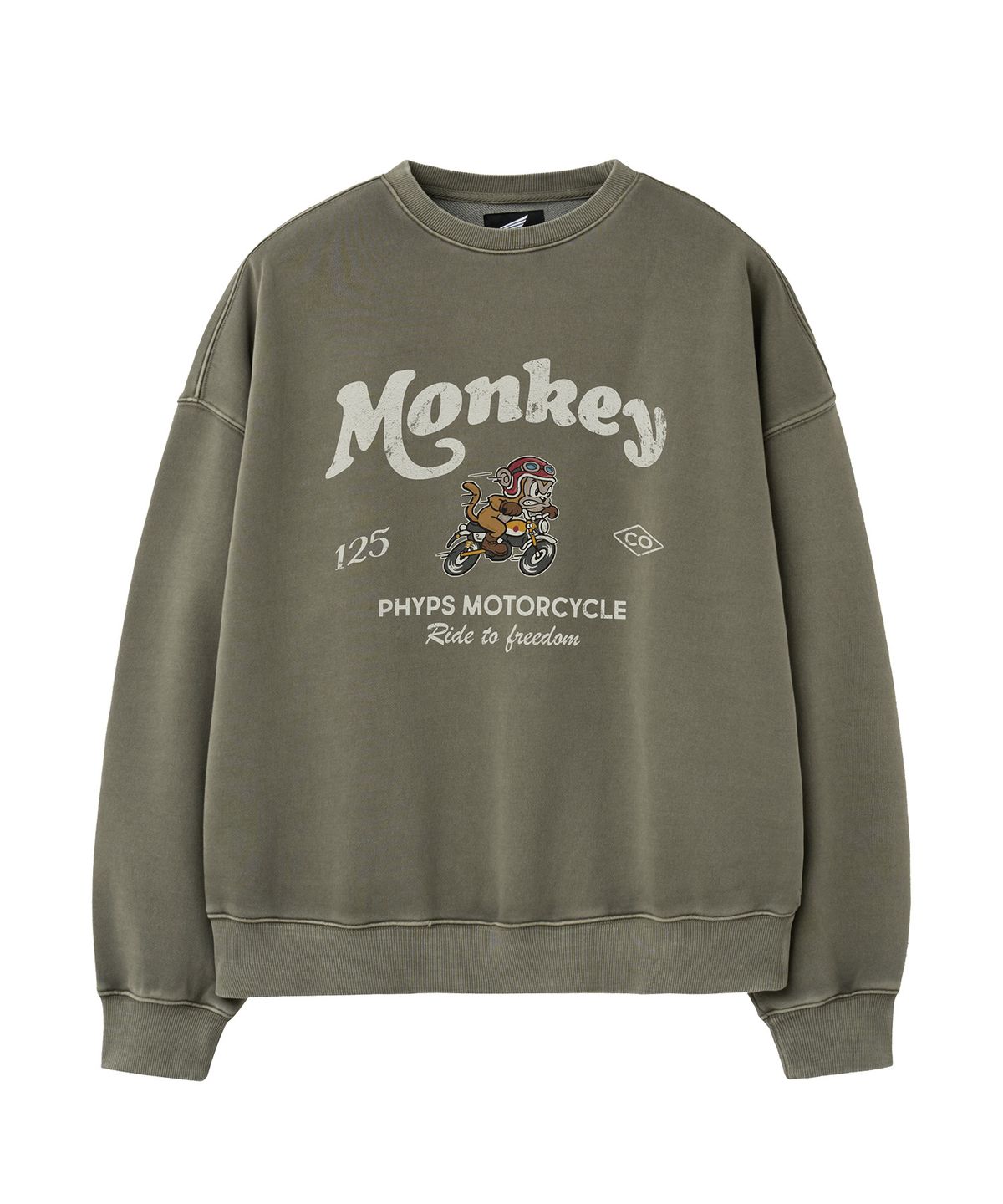 핍스 모터사이클(PHYPS MOTORCYCLE) Pigment Monkey 125 Sweatshirt Olive