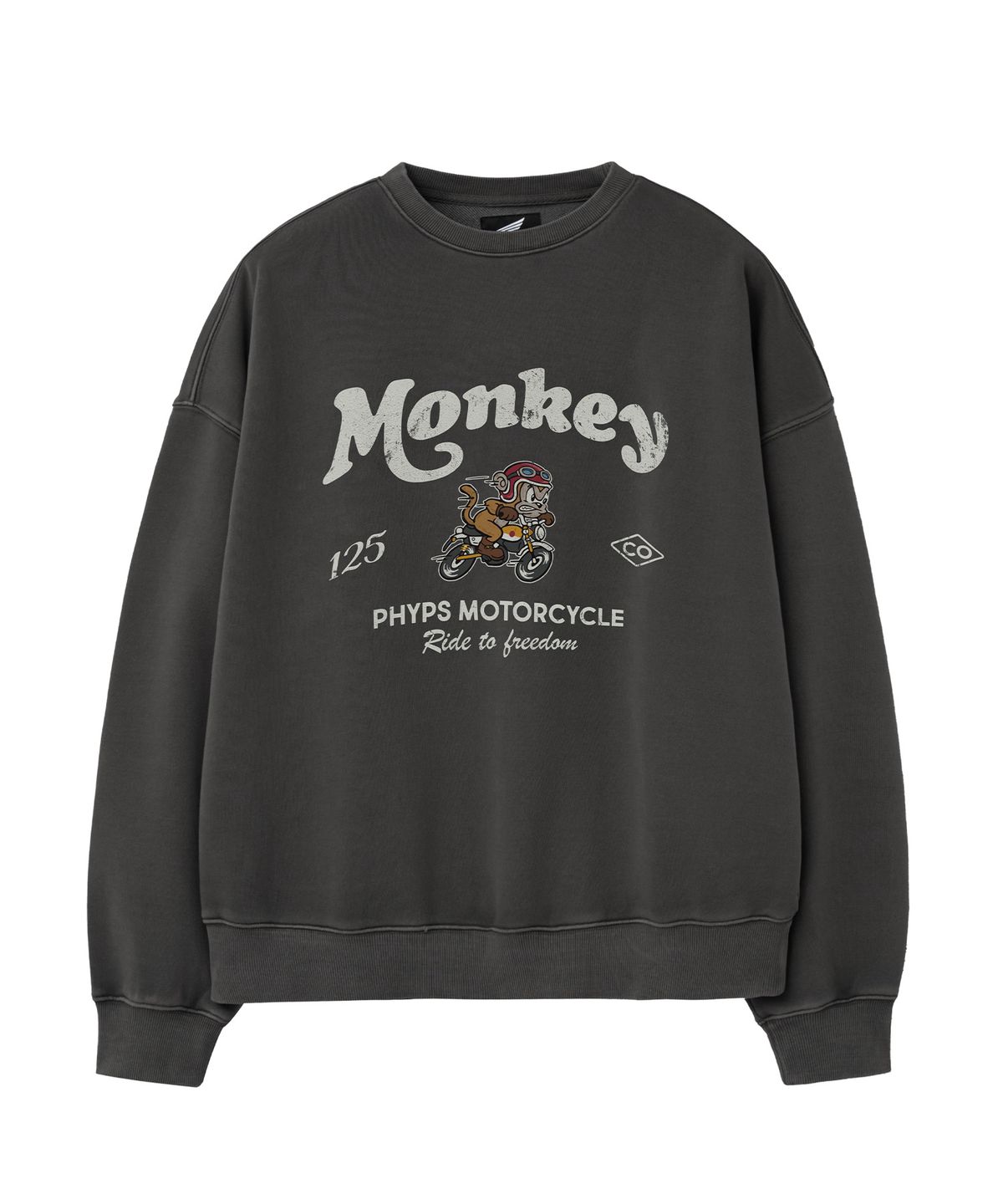 핍스 모터사이클(PHYPS MOTORCYCLE) Pigment Monkey 125 Sweatshirt Charcoal
