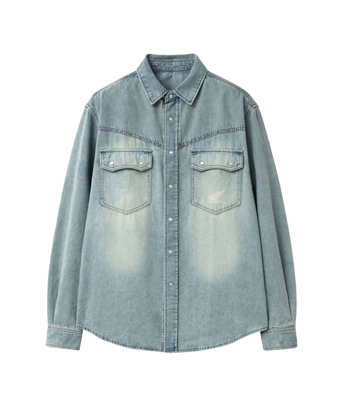 핍스 모터사이클(PHYPS MOTORCYCLE) Washed Denim Western Shirt Light Blue