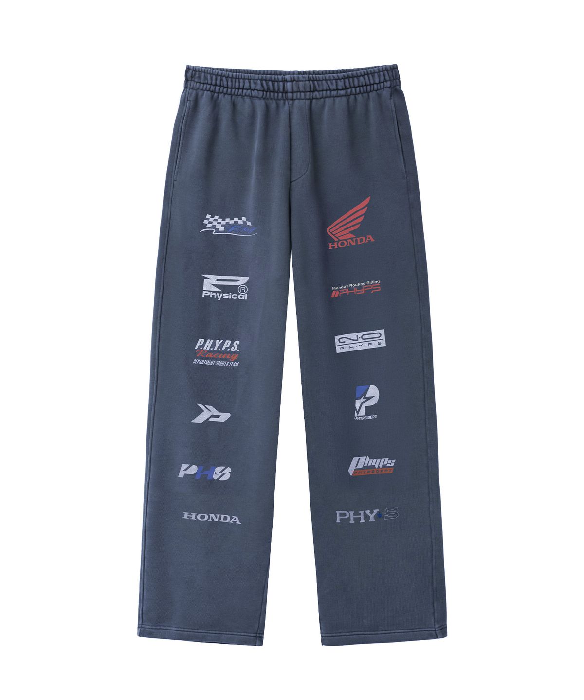 핍스 모터사이클(PHYPS MOTORCYCLE) Pigment Logo Artwork Sweat Pants Navy
