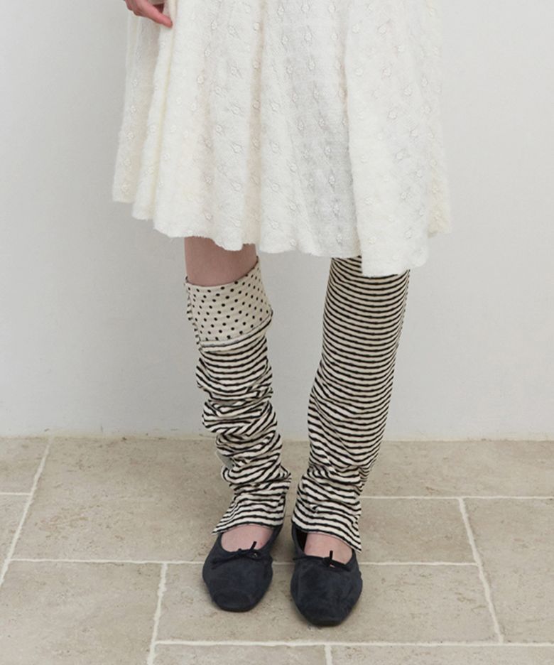 STRIPE FOLDED LEG WARMER_IVORY