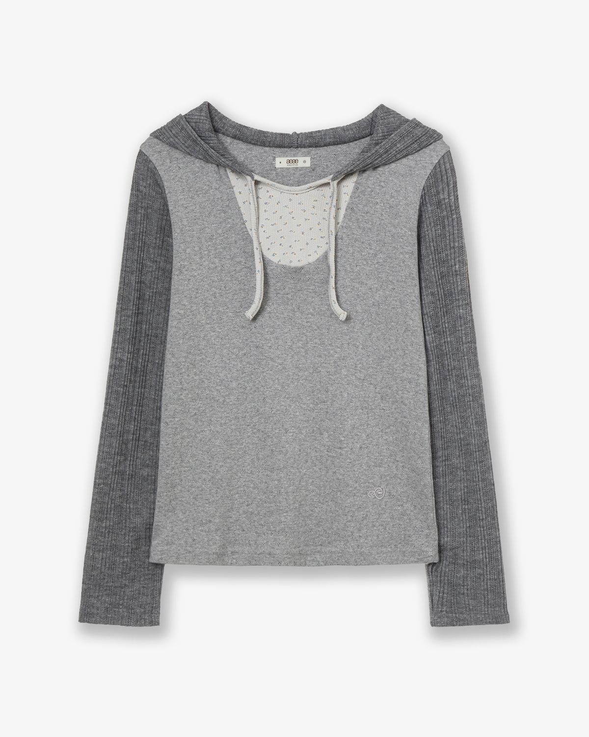 에이이에이이(AEAE) FLOWER BLOCK HOODIE [GREY]