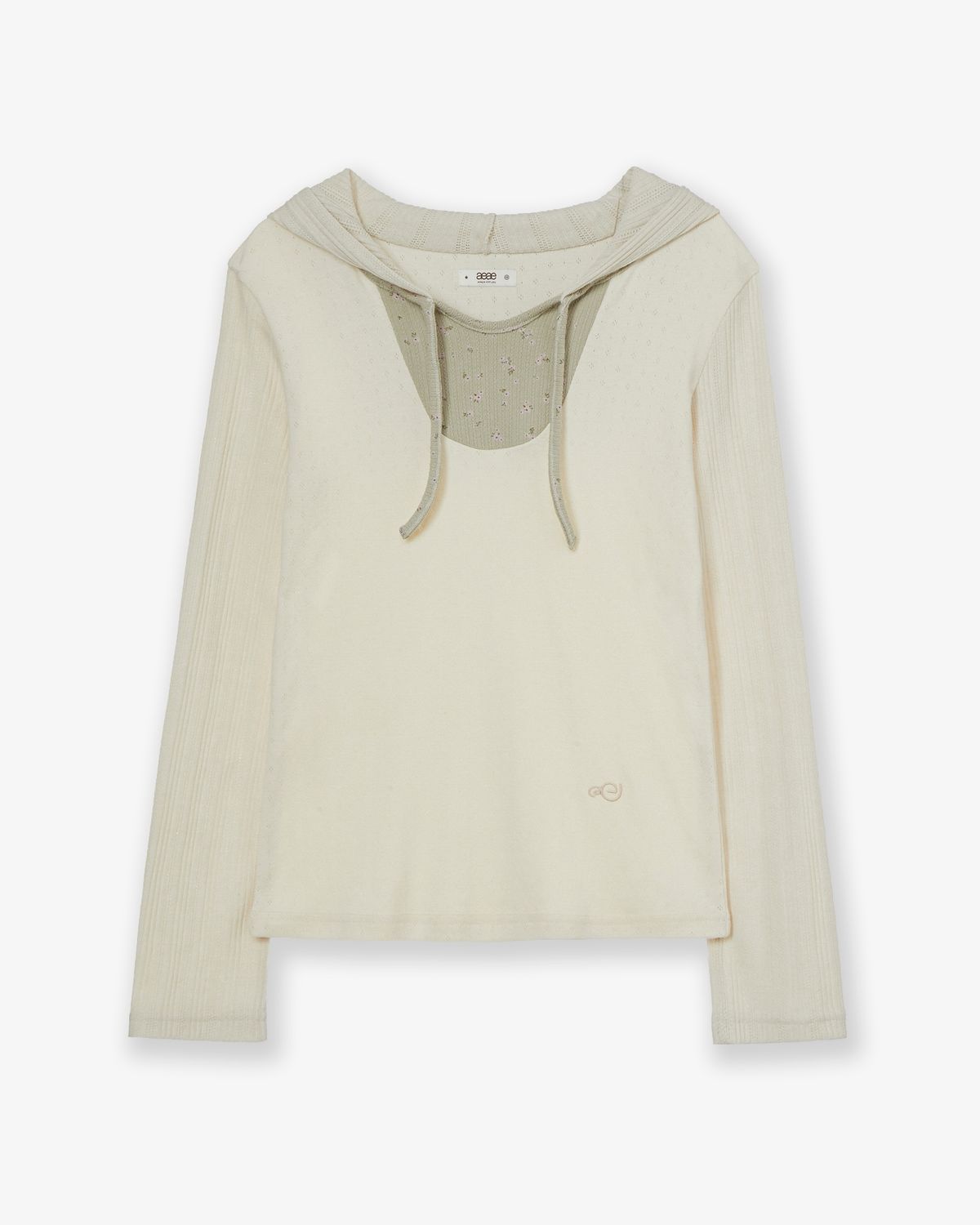 에이이에이이(AEAE) FLOWER BLOCK HOODIE [IVORY]