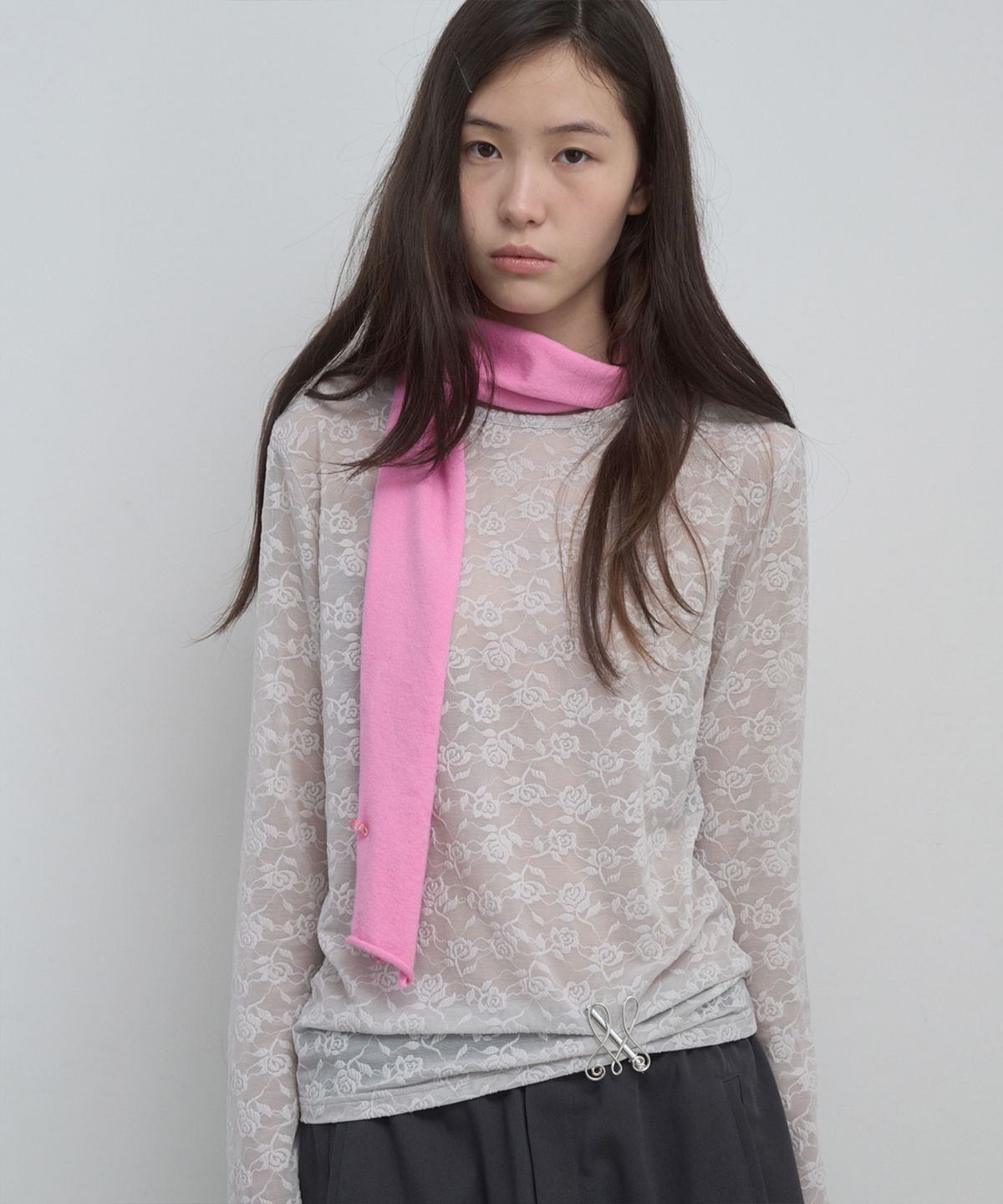 마조네(MA JOURNEE) BUTTON DETAIL MUFFLER_PINK