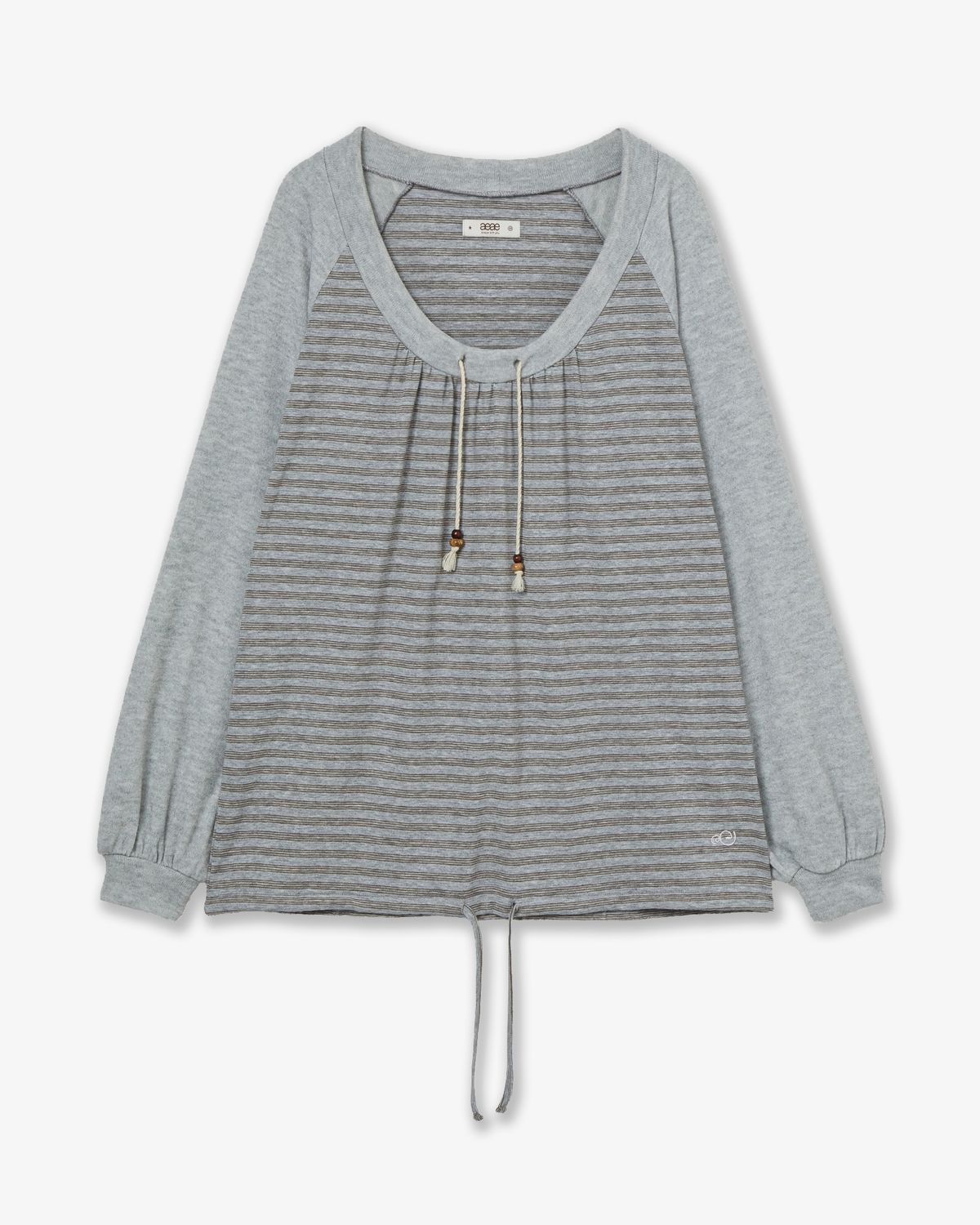 에이이에이이(AEAE) STRIPE DRAWSTRING TOP [GREY]