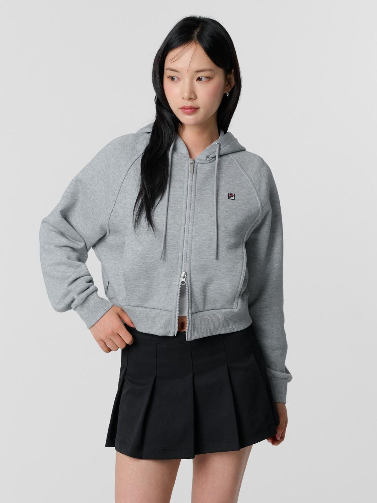 휠라(FILA) 에센셜 세미크롭 후드 집업(FS263FT01F003071)