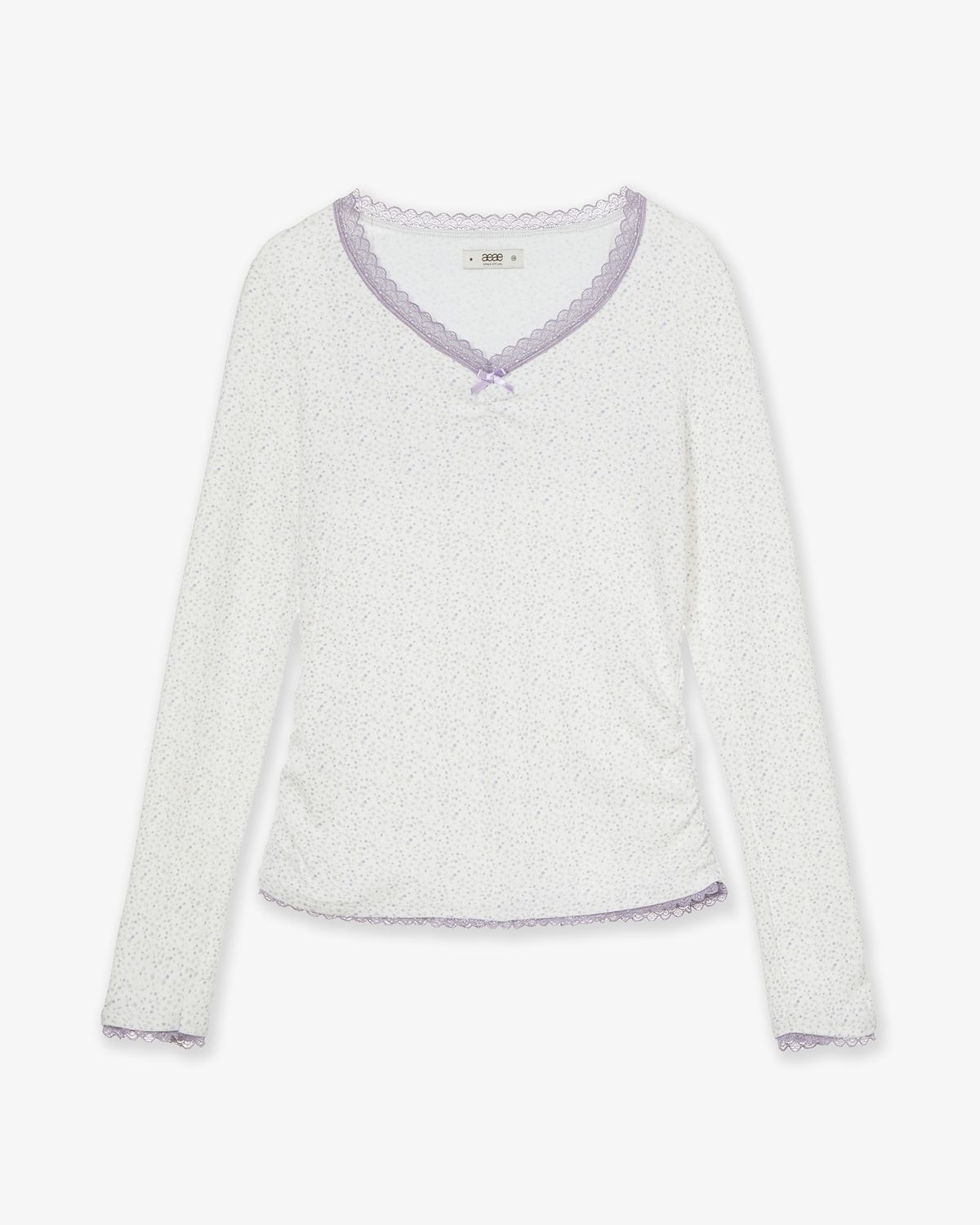 에이이에이이(AEAE) FLOWER V NECK TEE [LIGHT PURPLE]