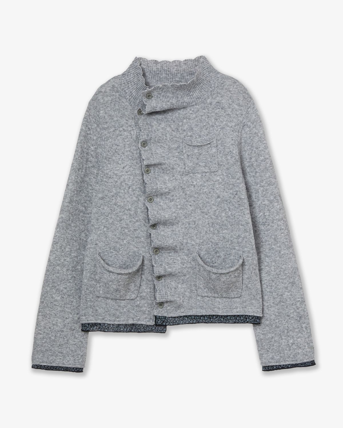 에이이에이이(AEAE) WRINKLE LAYERED CARDIGAN [CHARCOAL]