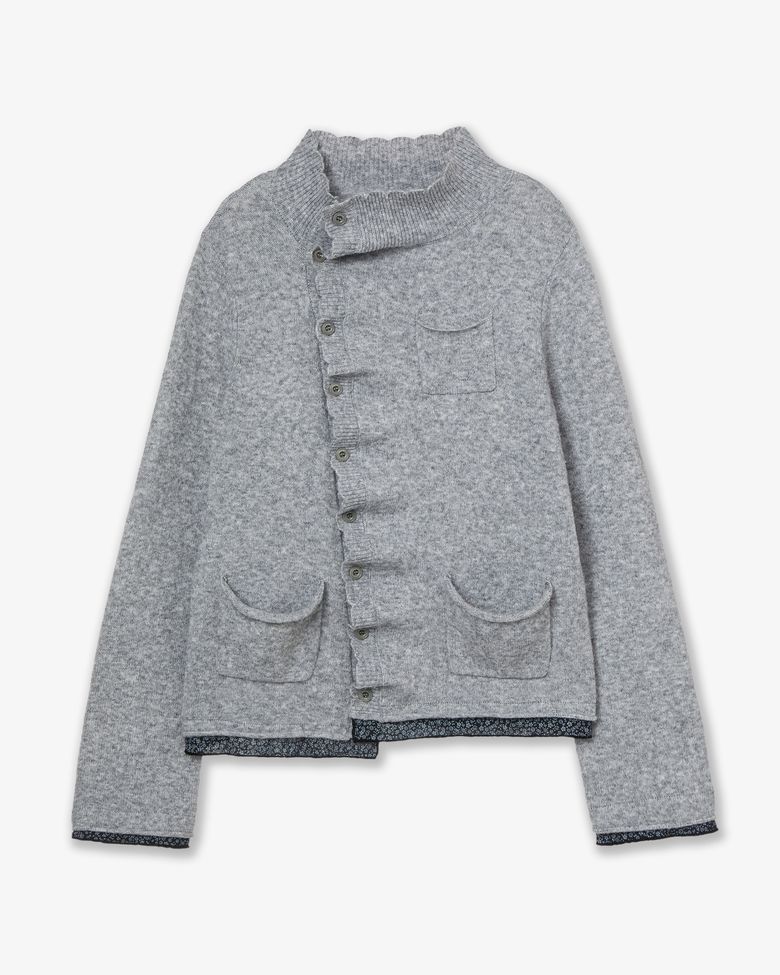 WRINKLE LAYERED CARDIGAN [CHARCOAL]