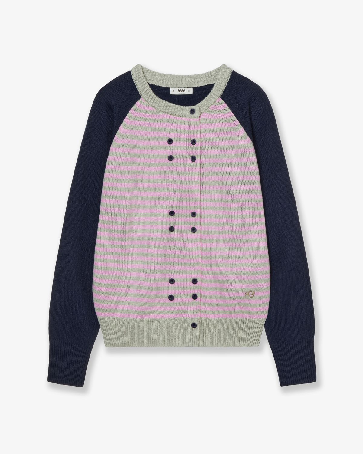 에이이에이이(AEAE) STRIPE BLOCK CARDIGAN [NAVY]