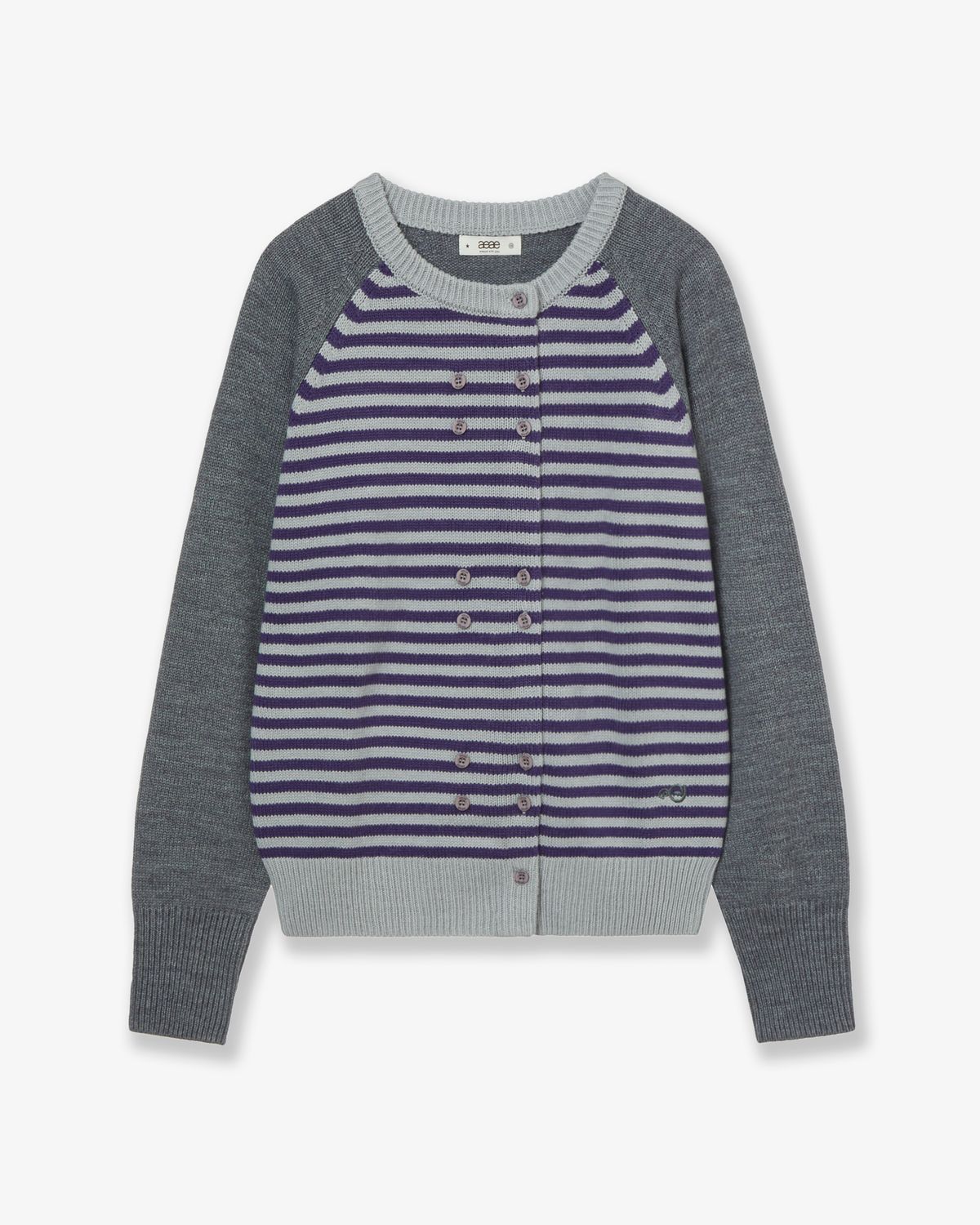 에이이에이이(AEAE) STRIPE BLOCK CARDIGAN [GREY]