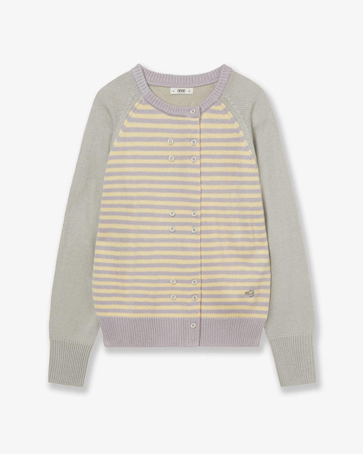 에이이에이이(AEAE) STRIPE BLOCK CARDIGAN [YELLOW]