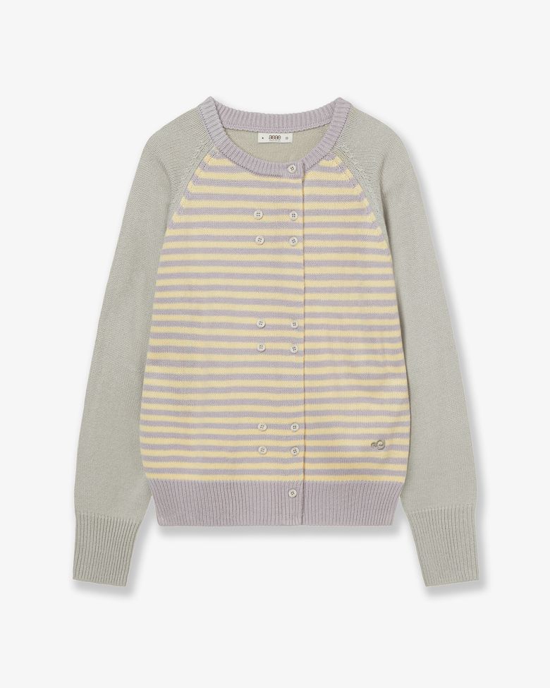 STRIPE BLOCK CARDIGAN [YELLOW]