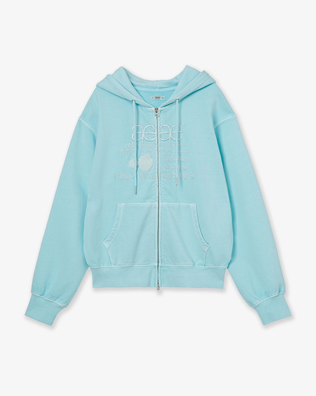 에이이에이이(AEAE) WEB LOGO WASHED HOOD ZIP UP [BLUE]