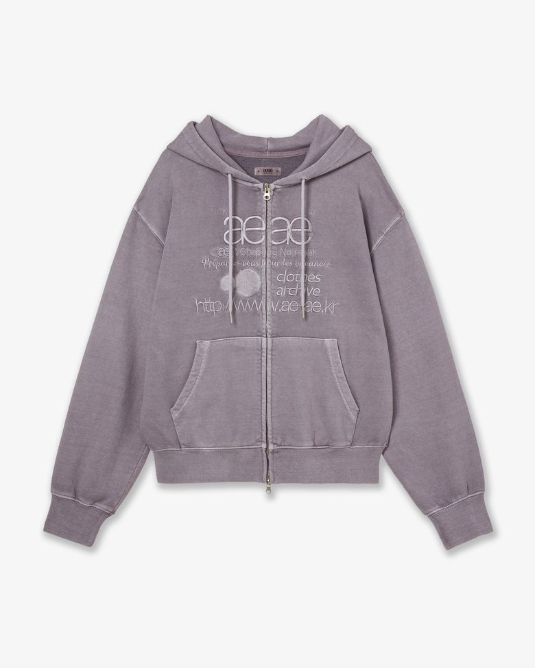 WEB LOGO WASHED HOOD ZIP UP [PURPLE GREY]