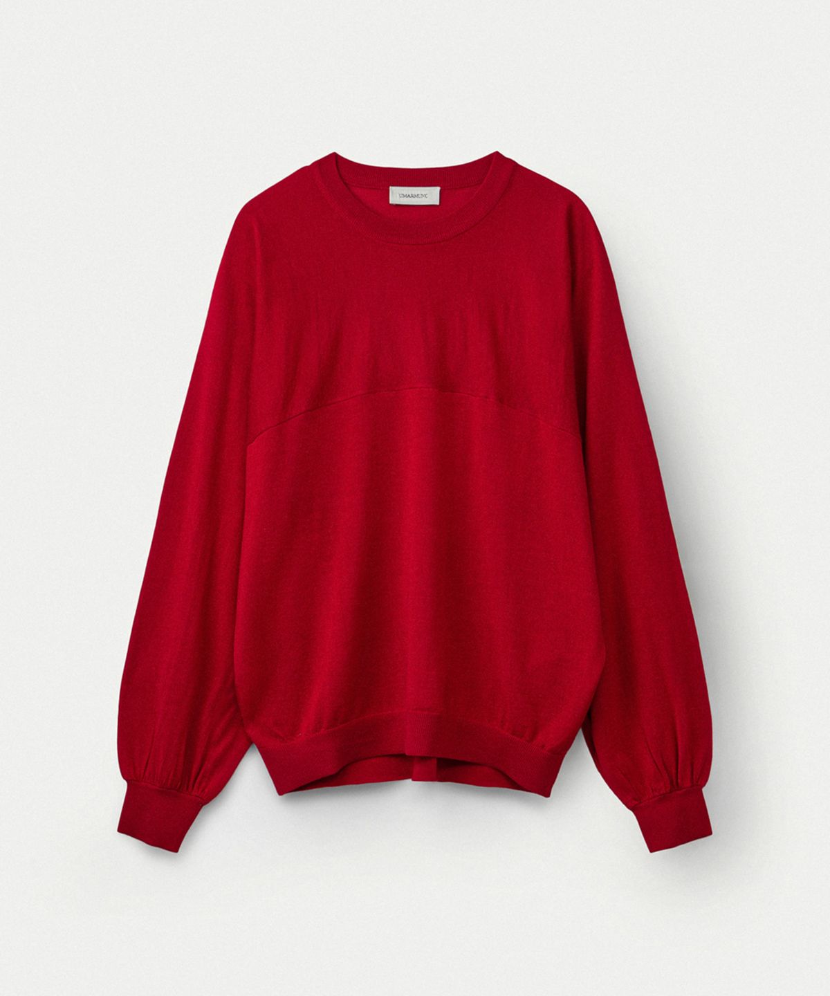 우마뭉(UMARMUNG) Wool silk cashmere oversized crewneck pullover_Red
