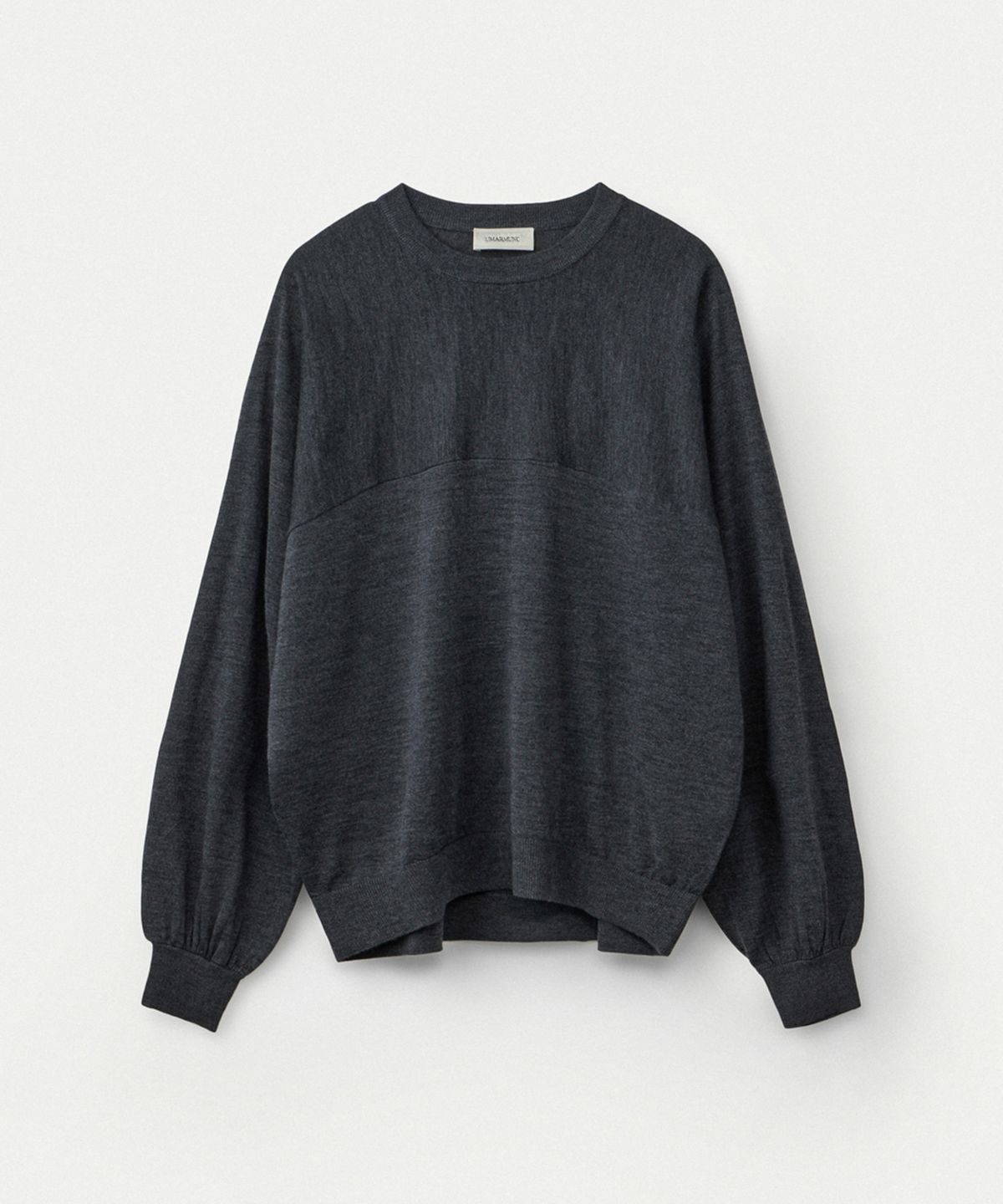 우마뭉(UMARMUNG) Wool silk cashmere oversized crewneck pullover_Heather grey