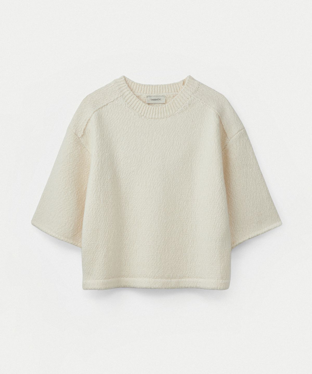 우마뭉(UMARMUNG) Italian wool cotton half sleeve cropped pullover_Ivory