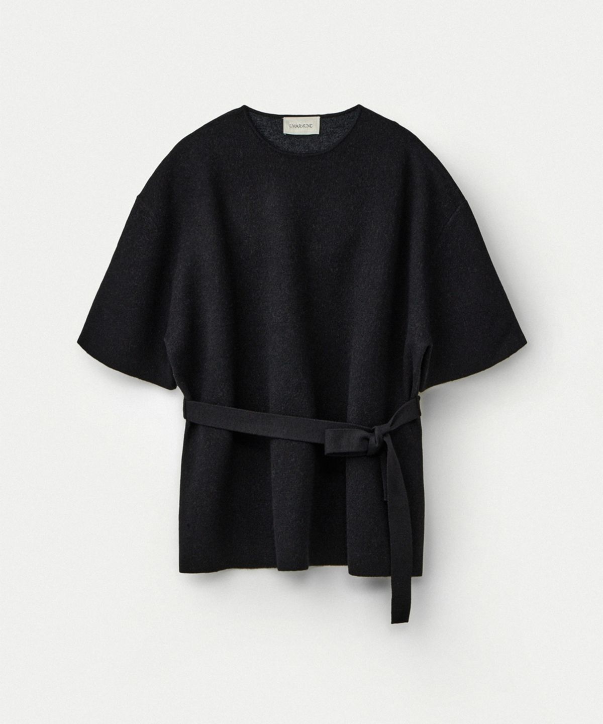 우마뭉(UMARMUNG) Fine merino wool double faced half sleeve pullover_Black