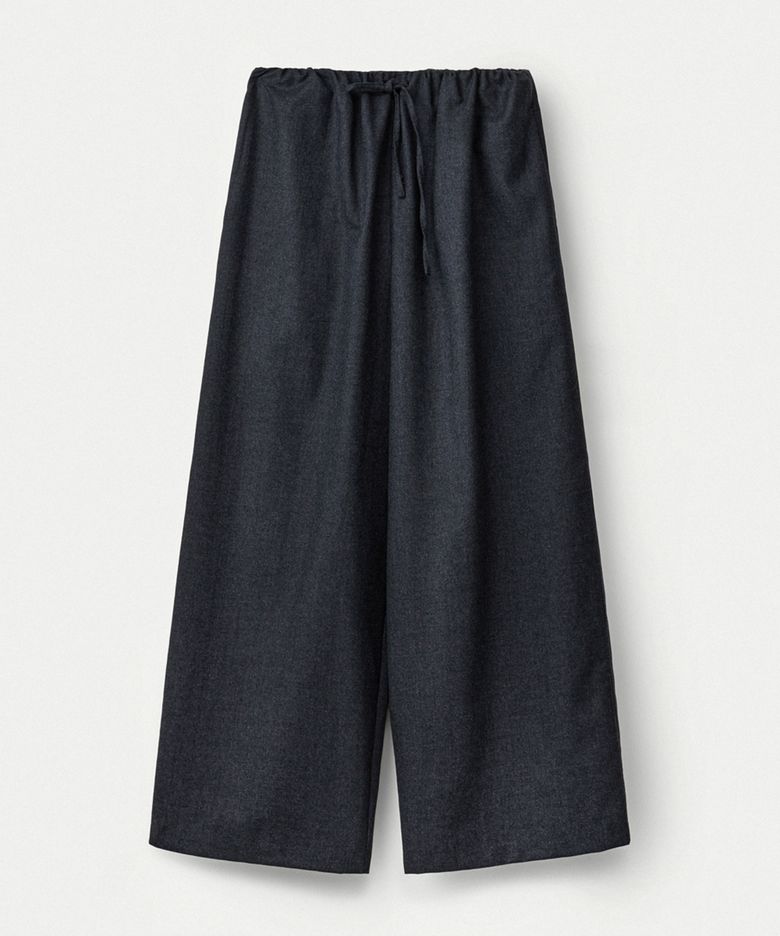 Wool flannel fluid pants_Charcoal
