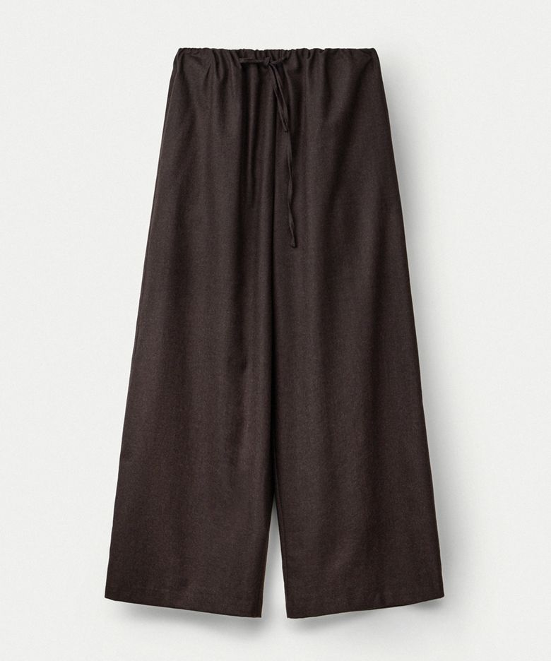 Wool flannel fluid pants_Mahogany