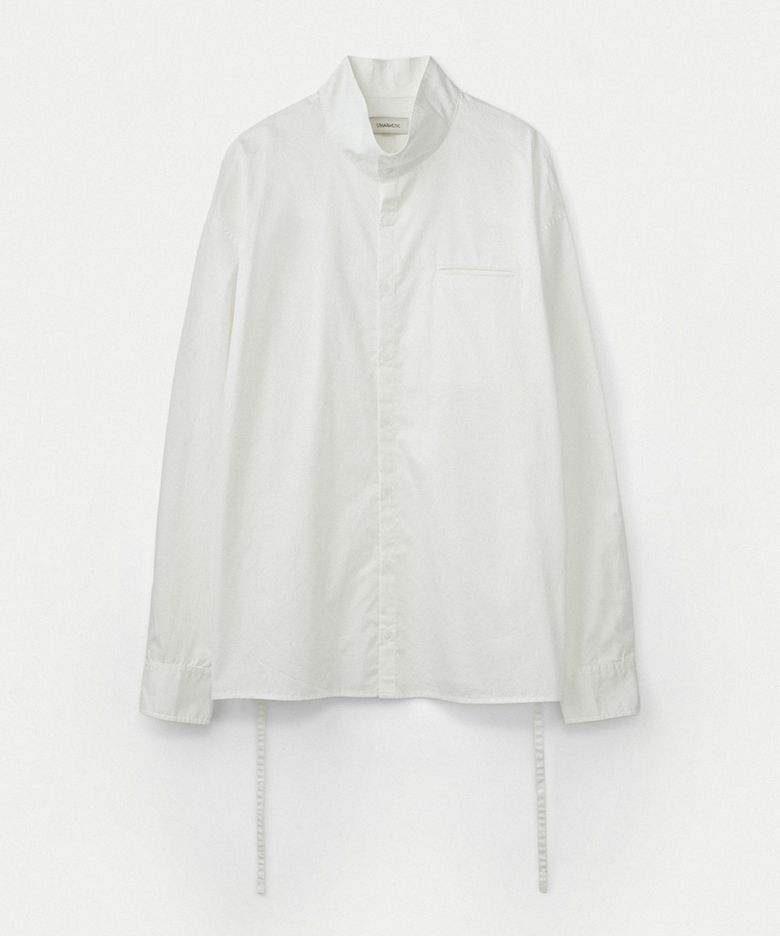 Typewriter cotton high neck shirts_White